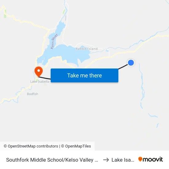 Southfork Middle School/Kelso Valley Rd. (760849) to Lake Isabella map