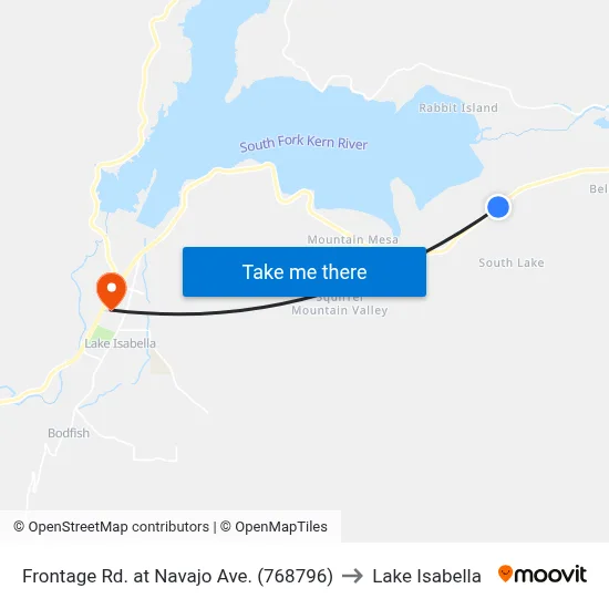 Frontage Rd. at Navajo Ave. (768796) to Lake Isabella map