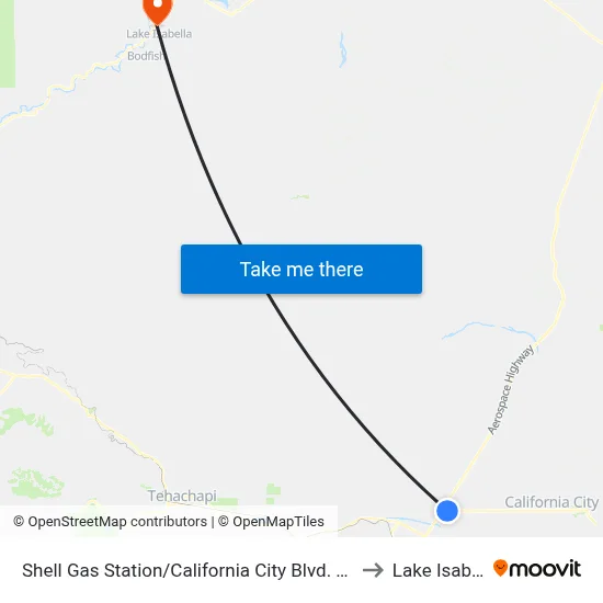Shell Gas Station/California City Blvd. (760786) to Lake Isabella map