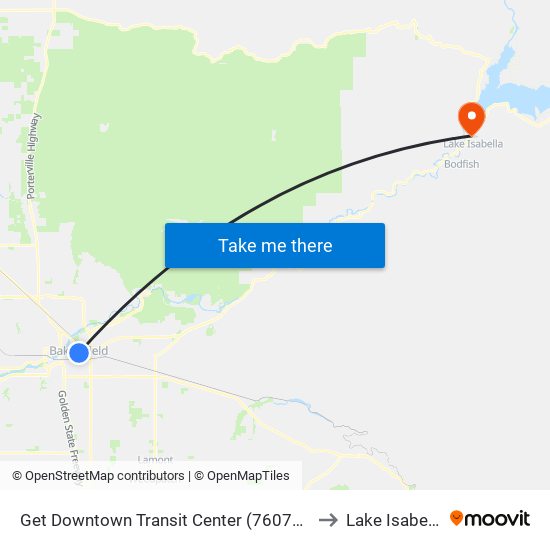 Get Downtown Transit Center (760793) to Lake Isabella map