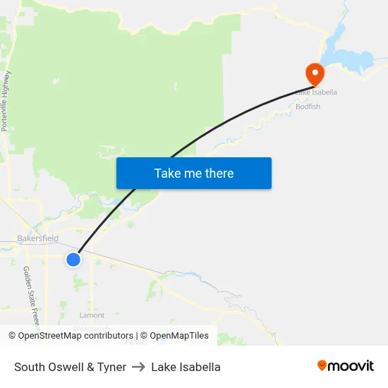 South Oswell & Tyner to Lake Isabella map