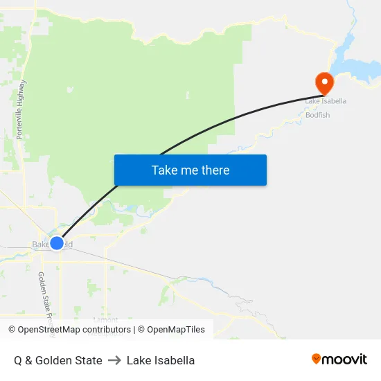Q & Golden State to Lake Isabella map