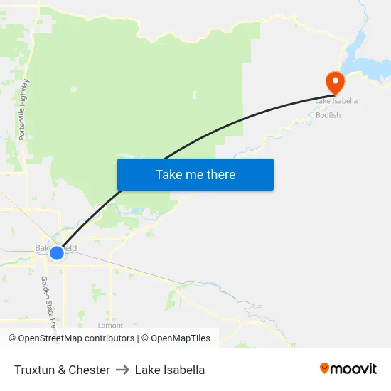 Truxtun & Chester to Lake Isabella map
