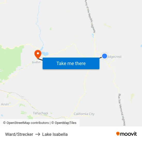 Ward/Strecker to Lake Isabella map