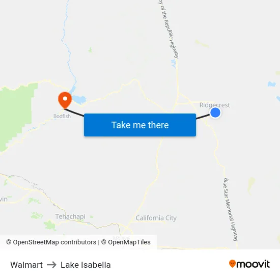 Walmart to Lake Isabella map