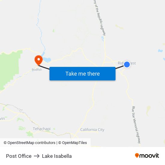 Post Office to Lake Isabella map