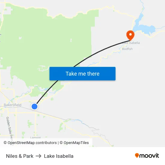 Niles & Park to Lake Isabella map