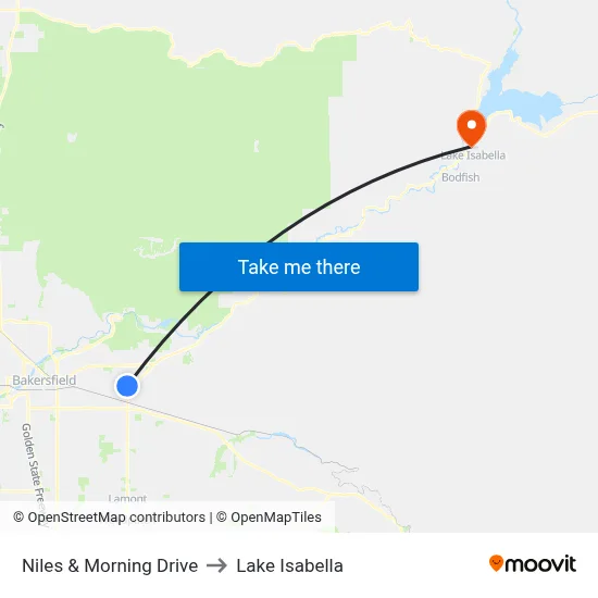Niles & Morning Drive to Lake Isabella map