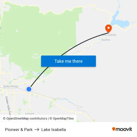 Pioneer & Park to Lake Isabella map