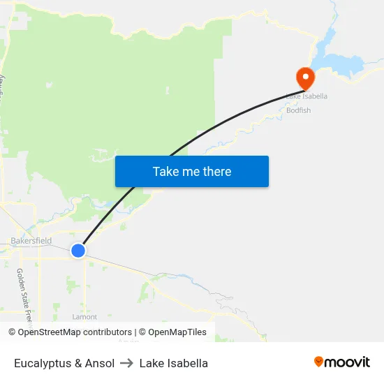 Eucalyptus & Ansol to Lake Isabella map