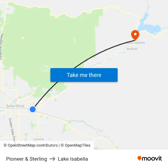 Pioneer & Sterling to Lake Isabella map