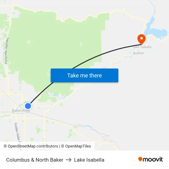Columbus & North Baker to Lake Isabella map