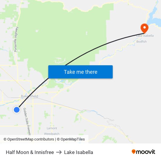 Half Moon & Innisfree to Lake Isabella map