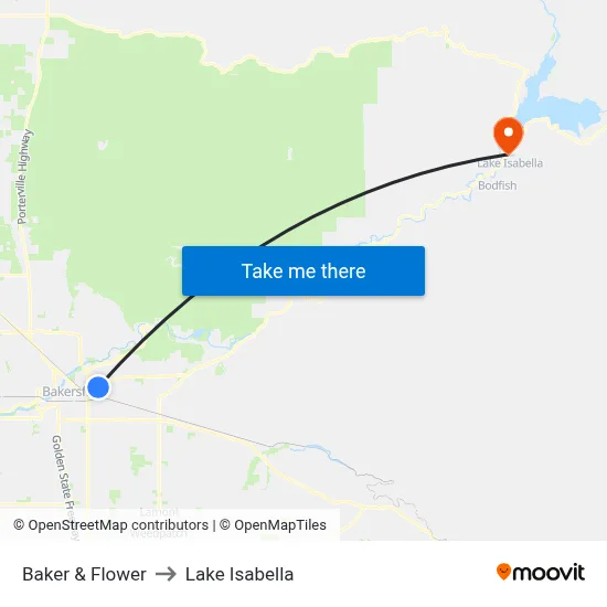 Baker & Flower to Lake Isabella map