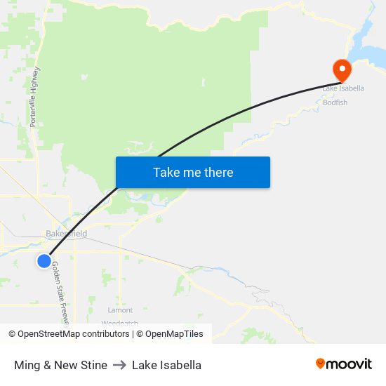 Ming & New Stine to Lake Isabella map