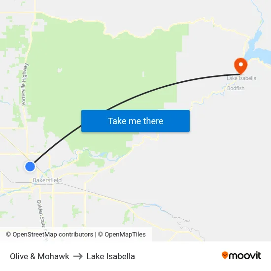 Olive & Mohawk to Lake Isabella map