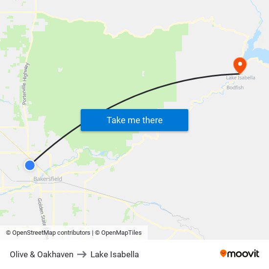 Olive & Oakhaven to Lake Isabella map