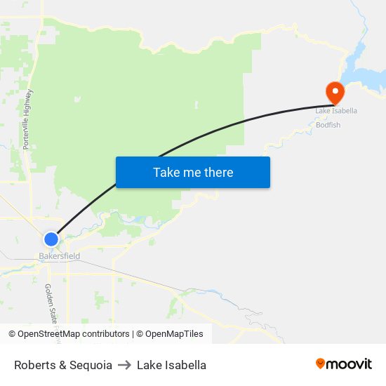 Roberts & Sequoia to Lake Isabella map