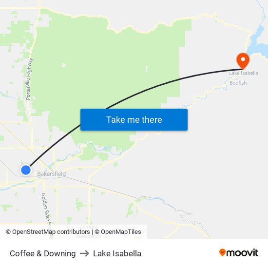 Coffee & Downing to Lake Isabella map