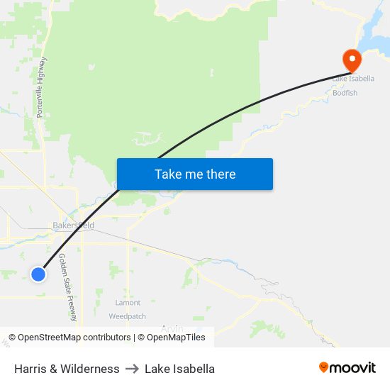 Harris & Wilderness to Lake Isabella map