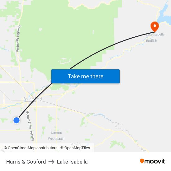 Harris & Gosford to Lake Isabella map