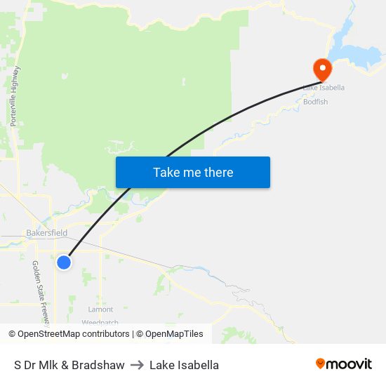 S Dr Mlk & Bradshaw to Lake Isabella map