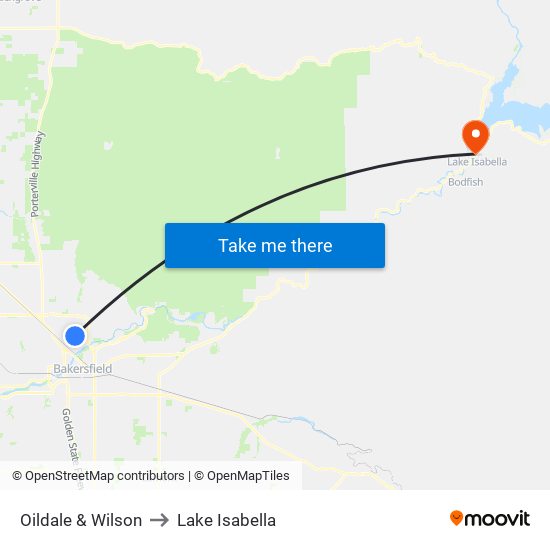 Oildale & Wilson to Lake Isabella map