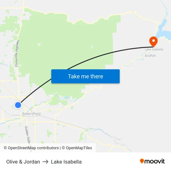 Olive & Jordan to Lake Isabella map
