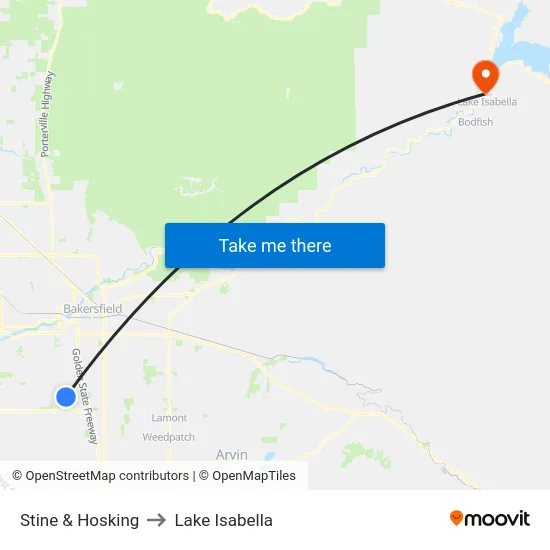 Stine & Hosking to Lake Isabella map