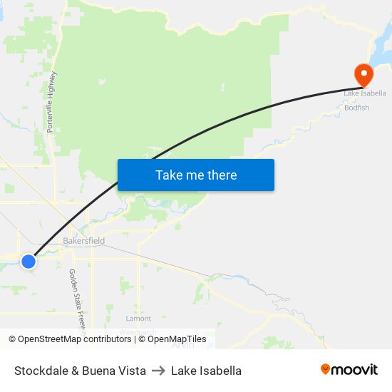 Stockdale & Buena Vista to Lake Isabella map