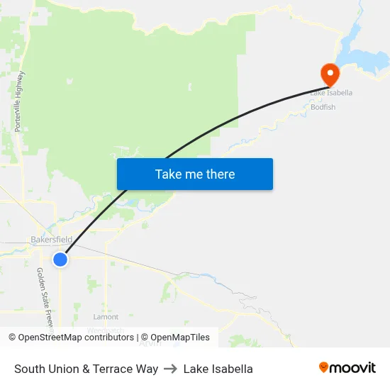 South Union & Terrace Way to Lake Isabella map