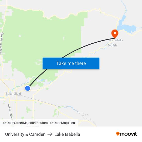 University & Camden to Lake Isabella map