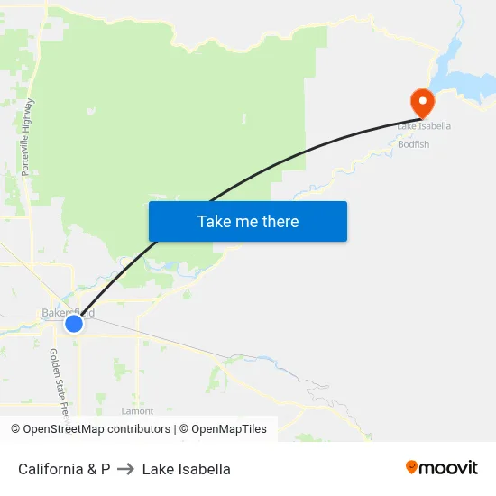 California & P to Lake Isabella map