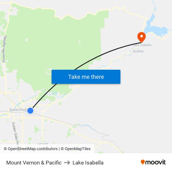 Mount Vernon & Pacific to Lake Isabella map