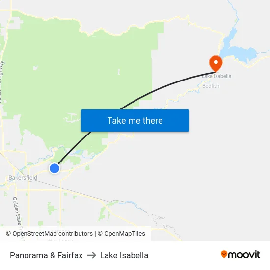Panorama & Fairfax to Lake Isabella map