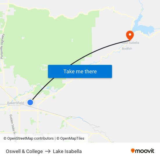 Oswell & College to Lake Isabella map