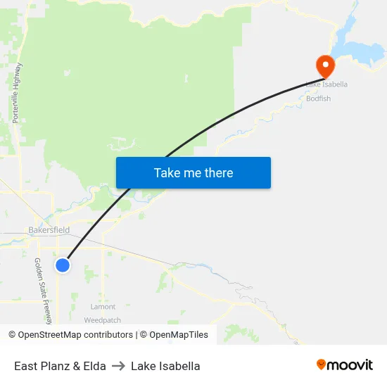 East Planz & Elda to Lake Isabella map