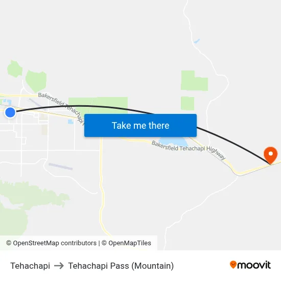 Tehachapi to Tehachapi Pass (Mountain) map
