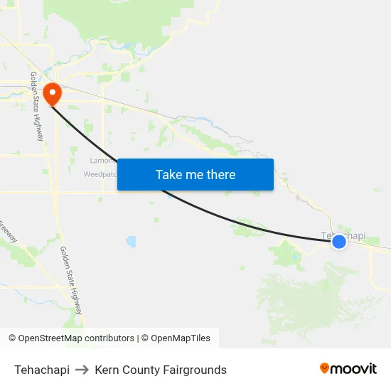 Tehachapi to Kern County Fairgrounds map