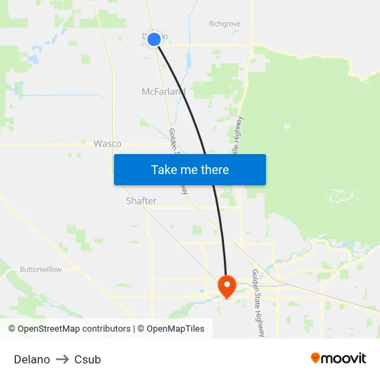 Delano to Csub map