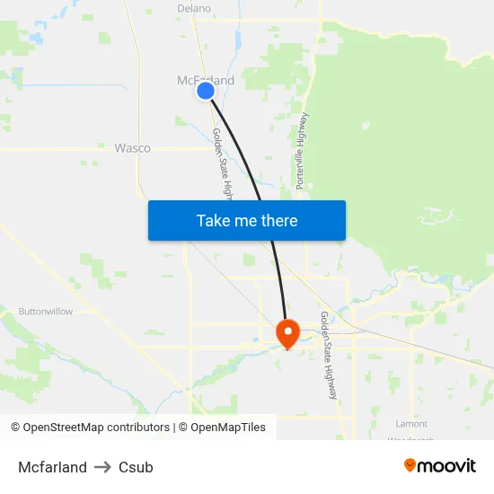 Mcfarland to Csub map