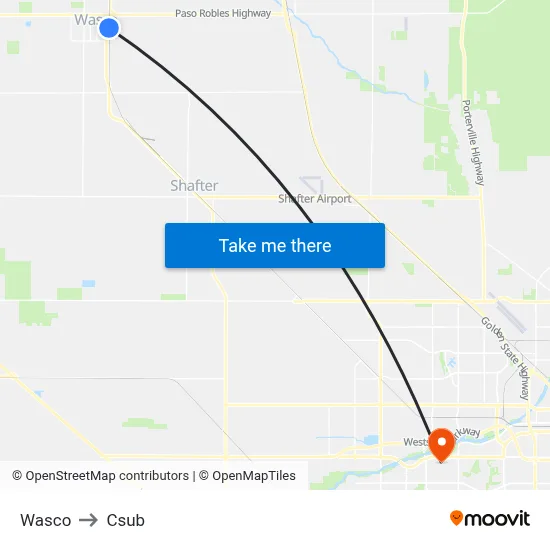 Wasco to Csub map