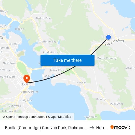 Barilla (Cambridge) Caravan Park, Richmond Rd to Hobart map