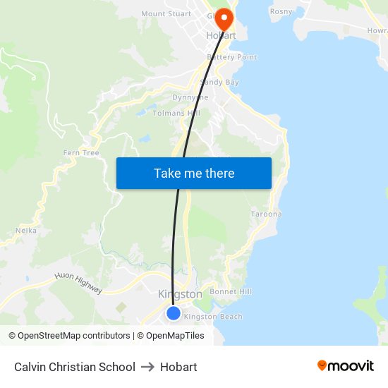 Calvin Christian School to Hobart map