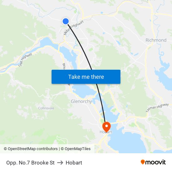 Opp. No.7 Brooke St to Hobart map