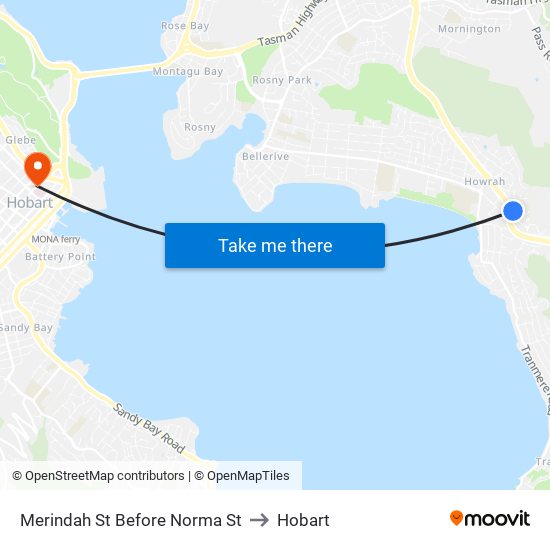 Merindah St Before Norma St to Hobart map