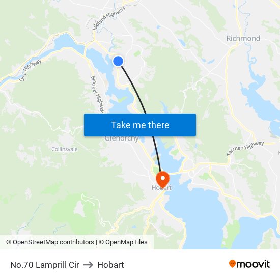 No.70 Lamprill Cir to Hobart map