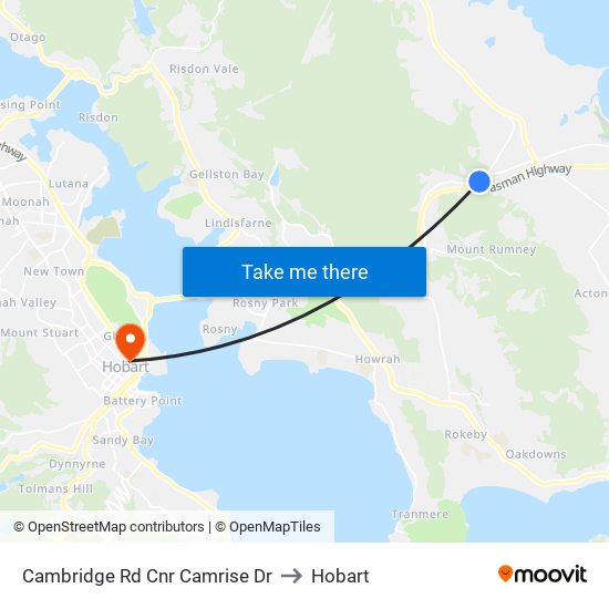 Cambridge Rd Cnr Camrise Dr to Hobart map