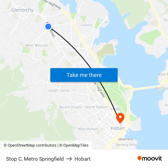 Stop C, Metro Springfield to Hobart map