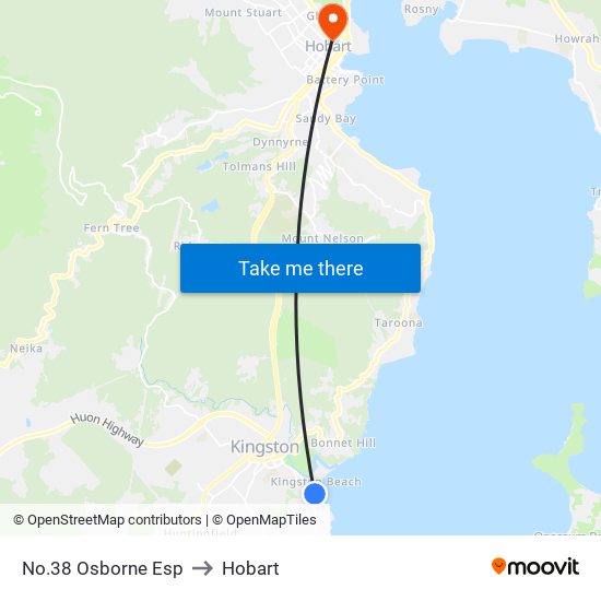 No.38 Osborne Esp to Hobart map